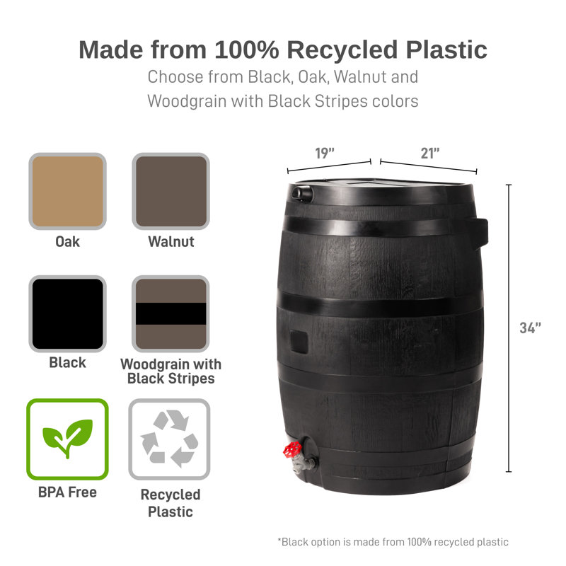 thumbnail image 2 of RTS Home Accents 55-Gallon Rain Barrel Stand - Made From 100% Recycled Material, Sturdy Eco-Friendly Foundation 2 of 12